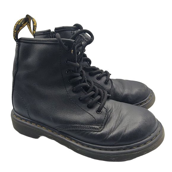 Martens Kids Size US Black Leather 1460 J Youth Side Zip